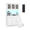 77 Inches LED Lighted Kitchen Pantry Storage Cabinet with 3-Level Adjustable Shelves and Power Outlets